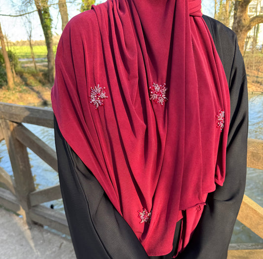 Jersey premium perlé bordeaux