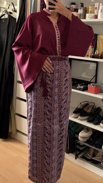 Ensemble Saree bordeaux
